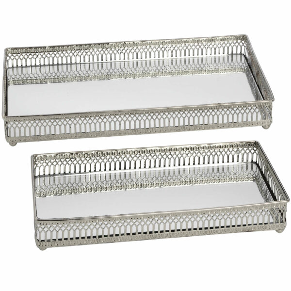 Set of Rectangular Nickel Plated Trays