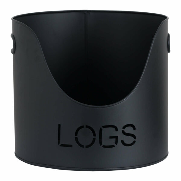 Black Finish Logs And Kindling Buckets & Matchstick Holder