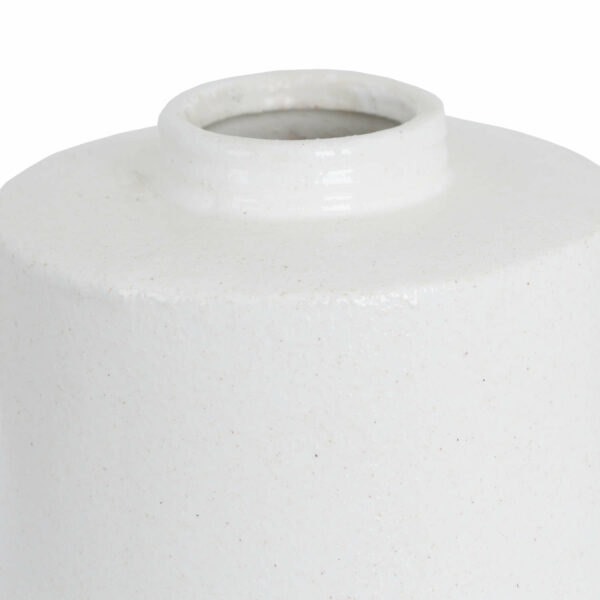 White With Grey Detail Large Cylindrical Ceramic Vase