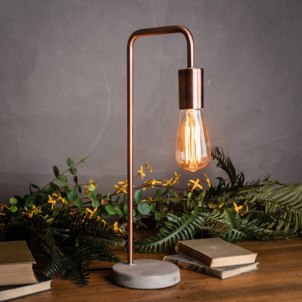 Copper Industrial Lamp With Stone Base - Image 4