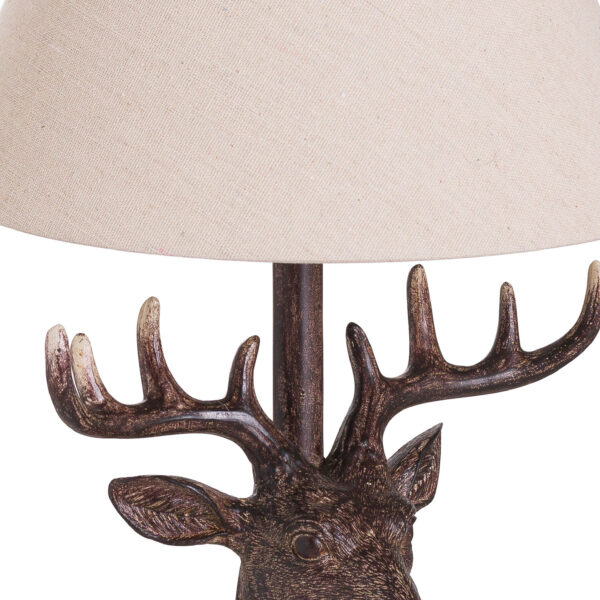 Stag Head Table Lamp With Linen Shade