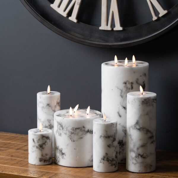 Luxe Collection Natural Glow 6x6 Marble Effect LED Candle