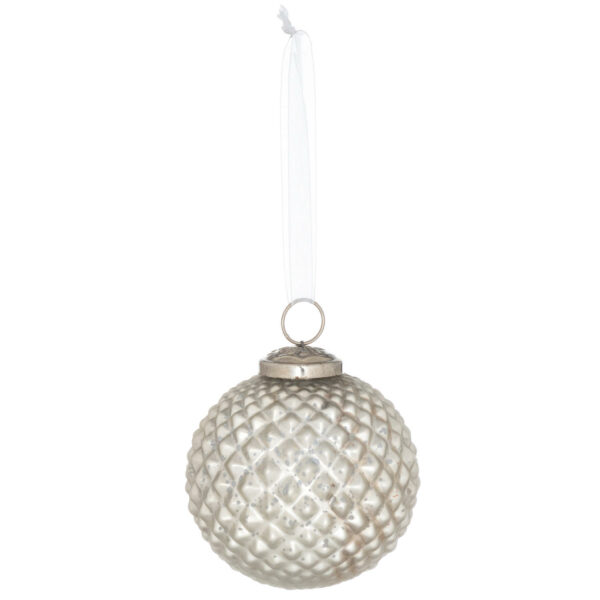 Metallic Silver Honey Comb Set Of 4 Large Baubles