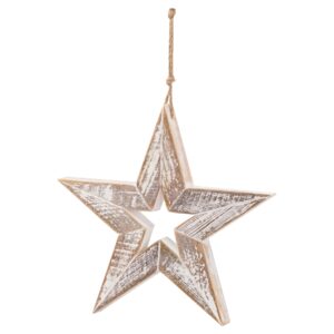 Antique White  Wooden Sparkle Star