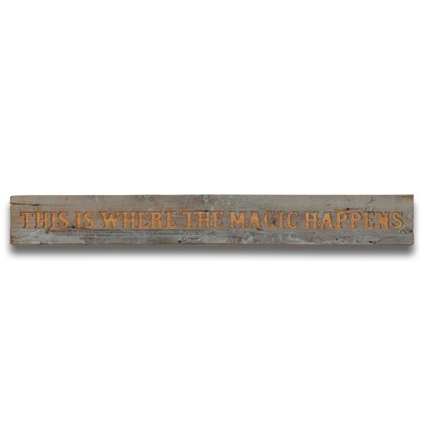 Magic Happens Grey Wash Wooden Message Plaque