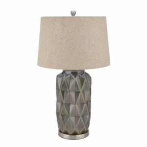 Acantho Grey Ceramic Lamp With Linen Shade