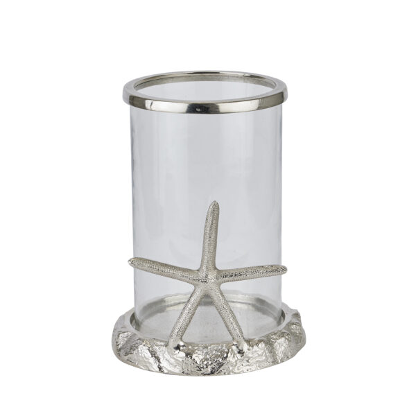 Silver Starfish Candle Hurricane Lantern