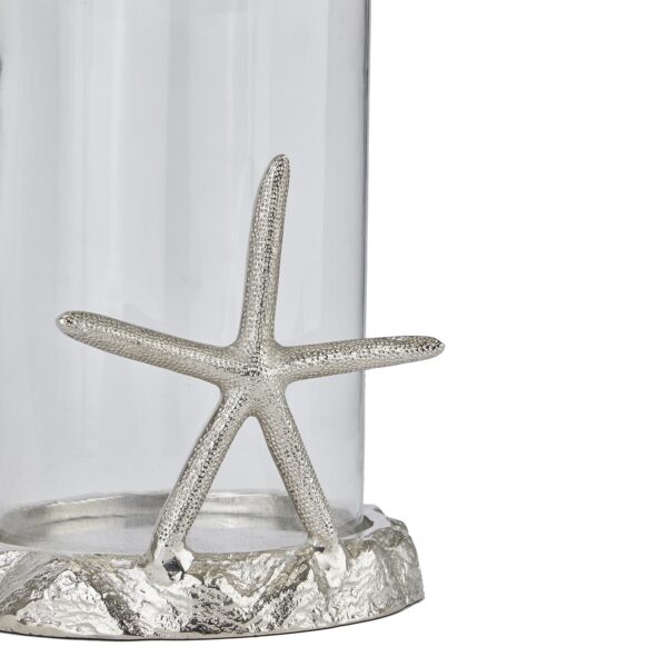 Silver Starfish Candle Hurricane Lantern