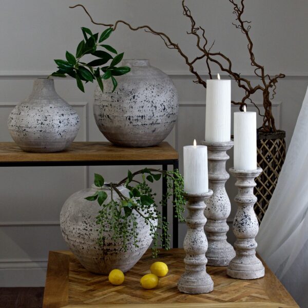 Small Stone Ceramic Column Candle Holder