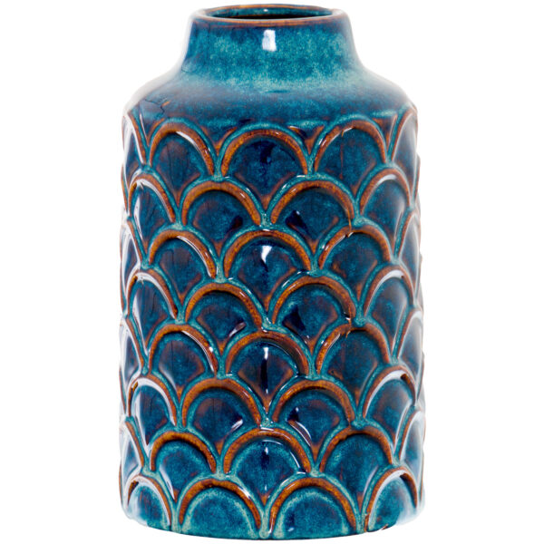 Seville Collection Scalloped Indigo Vase