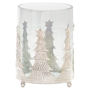 Noel Collection Medium Christmas Tree Crackled Candle Holder