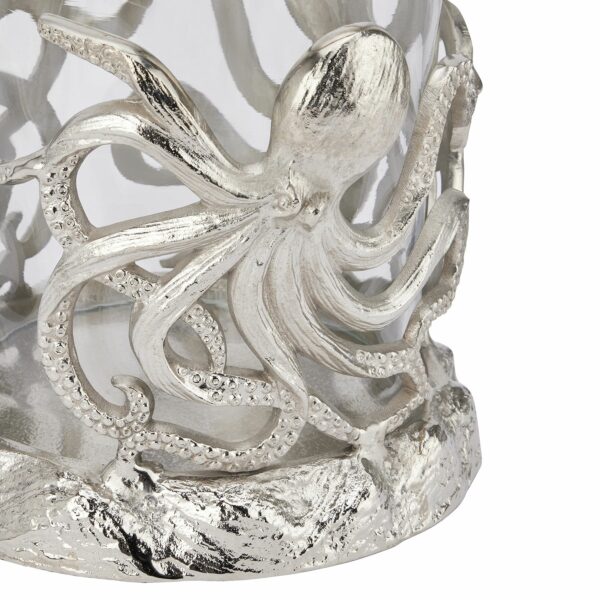 Silver Octopus Candle Hurricane Lantern