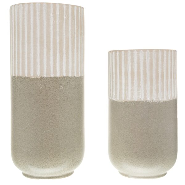 Mason Collection Grey Ceramic Tall Straight Vase