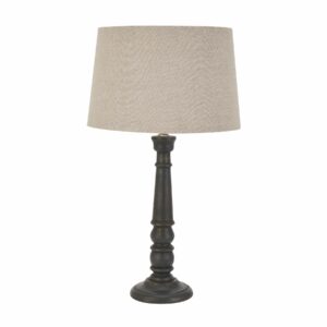 Delaney Grey Bead Candlestick Lamp With Linen Shade