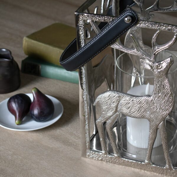 Silver Stag Hurricane Square Lantern With Black Strap - Image 4