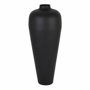 Matt Black Medium Hammered Vase With Lid