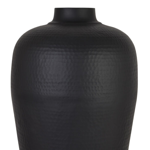 Matt Black Medium Hammered Vase With Lid