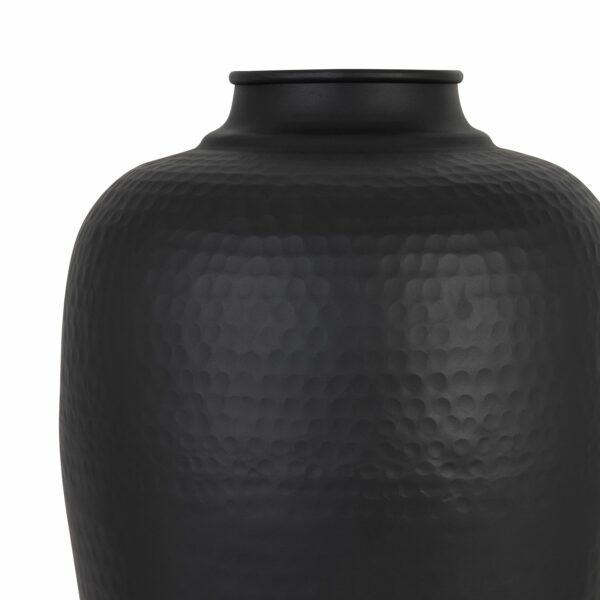 Matt Black Large Hammered Vase With Lid