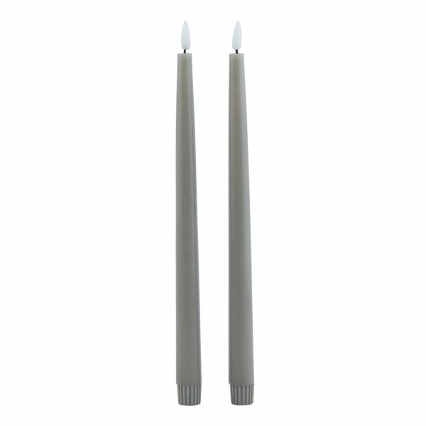 Luxe Collection S/2 Grey LED Wax Dinner Candles