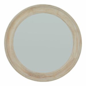 Washed Wood Round Framed Mirror