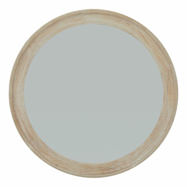 Washed Wood Round Framed Large Mirror