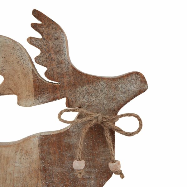 White Wash Collection Wooden Sparkle Stag Decoration