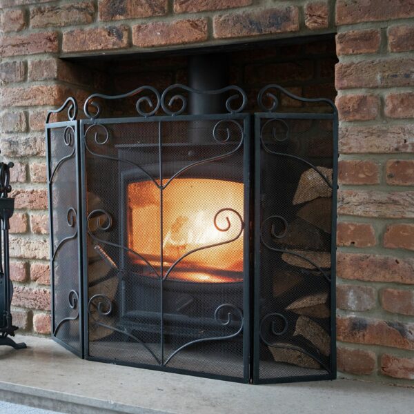 Heavy Large Black Ornate Fire Screen - Image 2