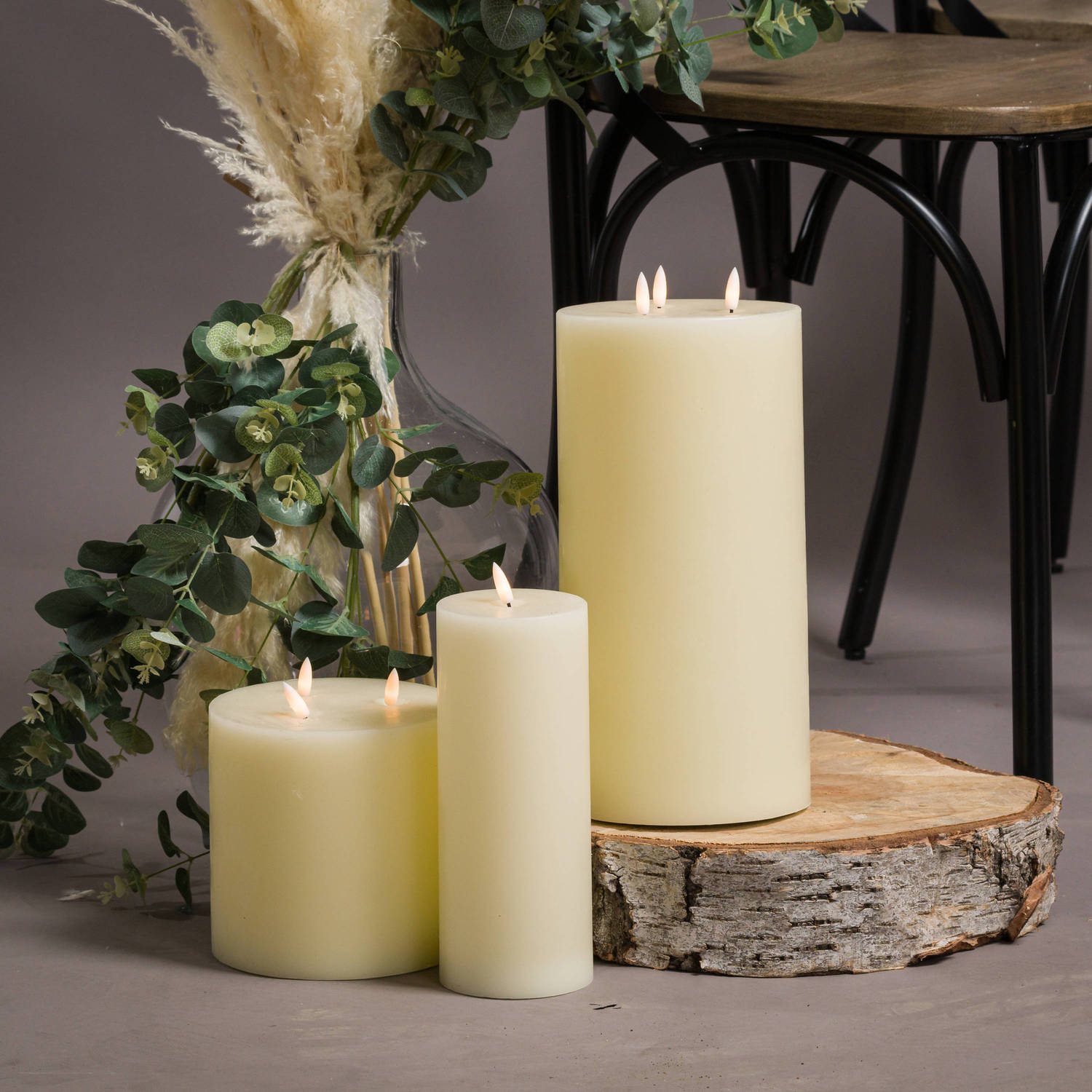 Luxe Collection Natural Glow 3 x 8 LED Cream Wax Candle - Image 4