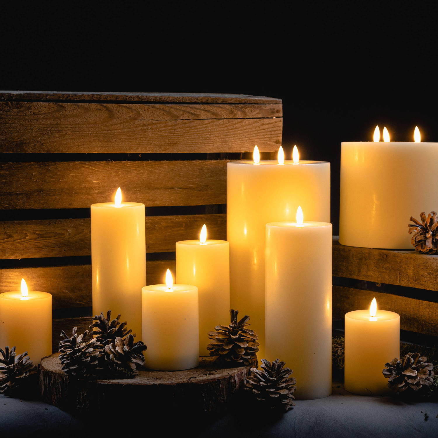 Luxe Collection Natural Glow 3 x 8 LED Cream Wax Candle - Image 5