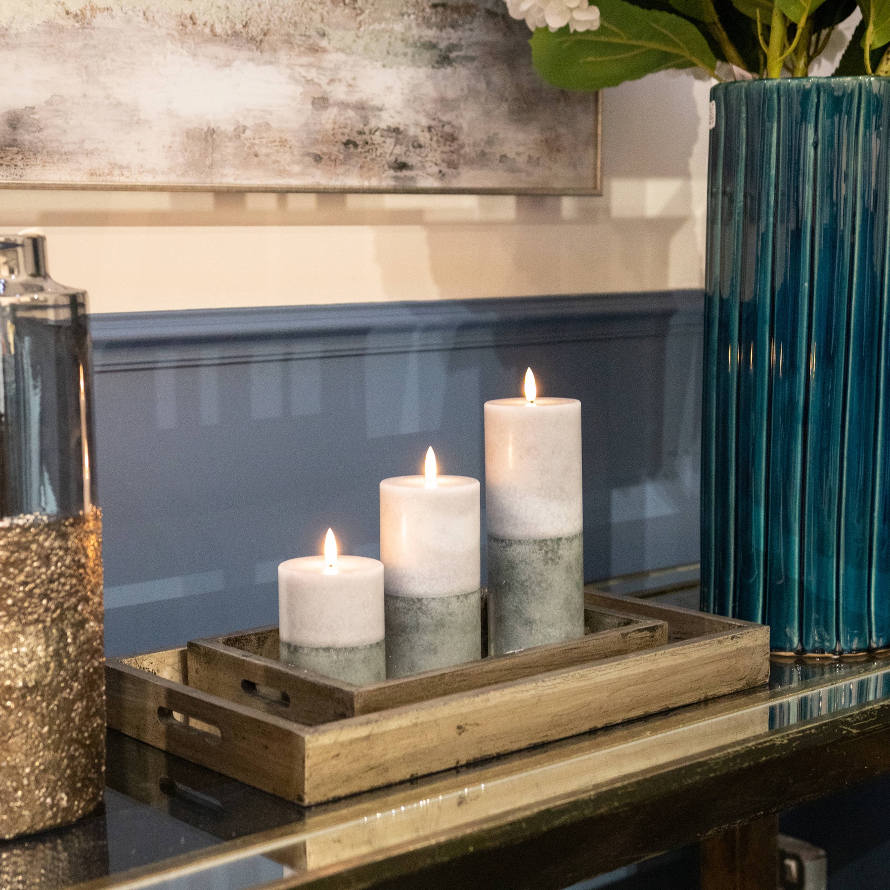 Luxe Collection Natural Glow 3x6 Stone LED Wax Candle - Image 3