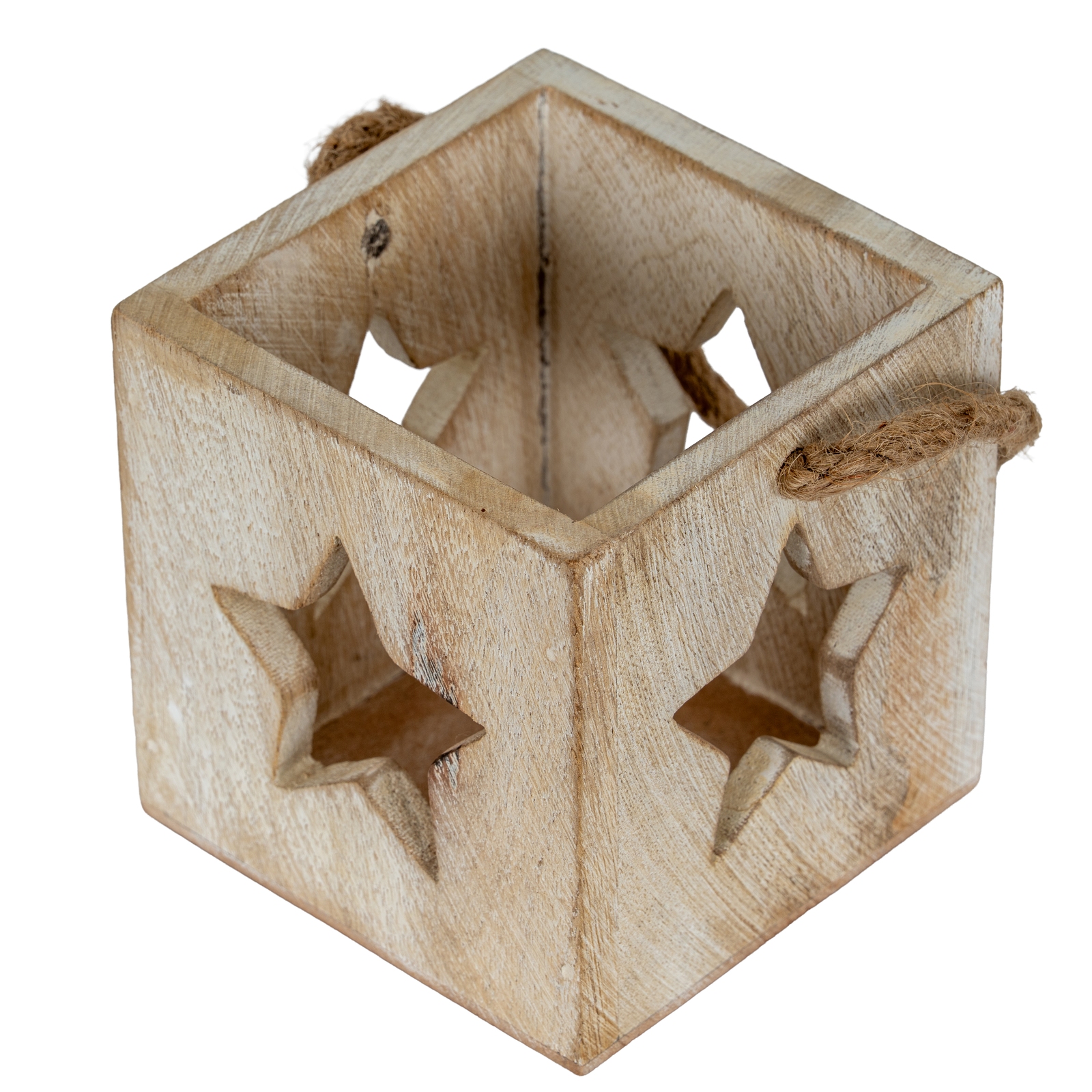 Washed Wood Star Tealight Candle Holder - Image 3
