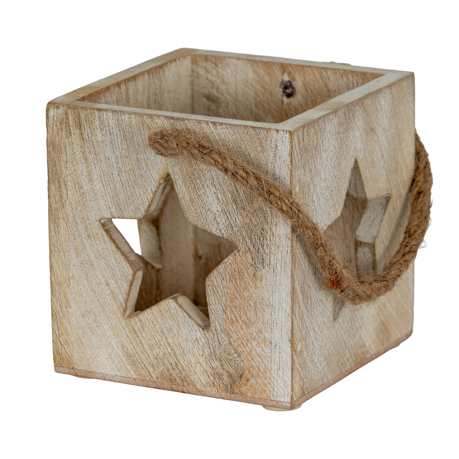 Washed Wood Star Tealight Candle Holder - Image 2