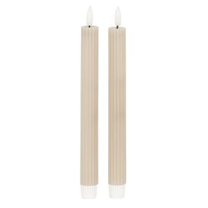 Luxe Collection Natural Glow Taupe Ribbed Taper Candles