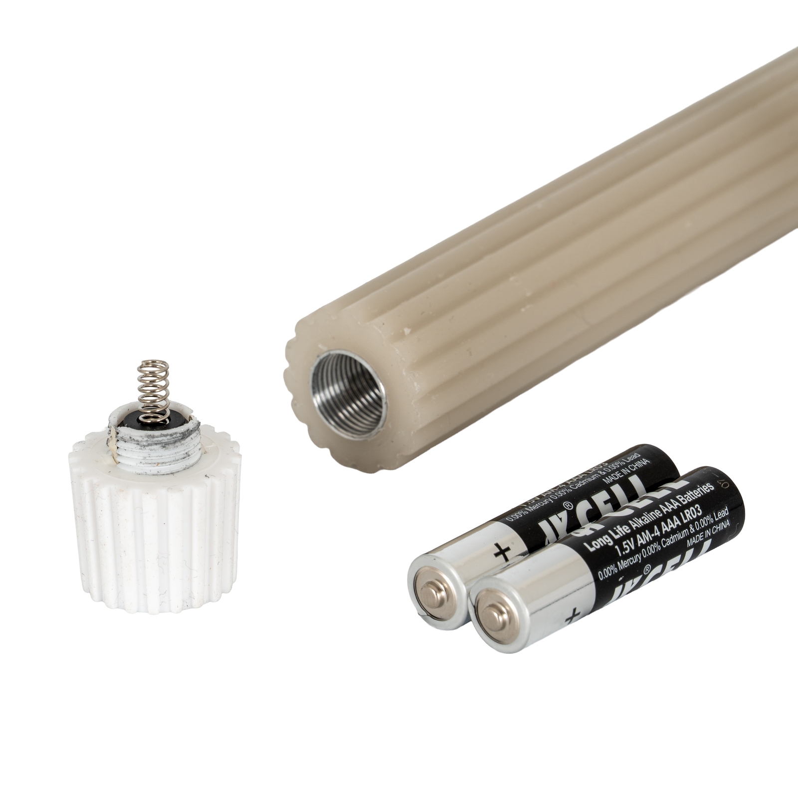 Luxe Collection Natural Glow Taupe Ribbed Taper Candles - Image 3
