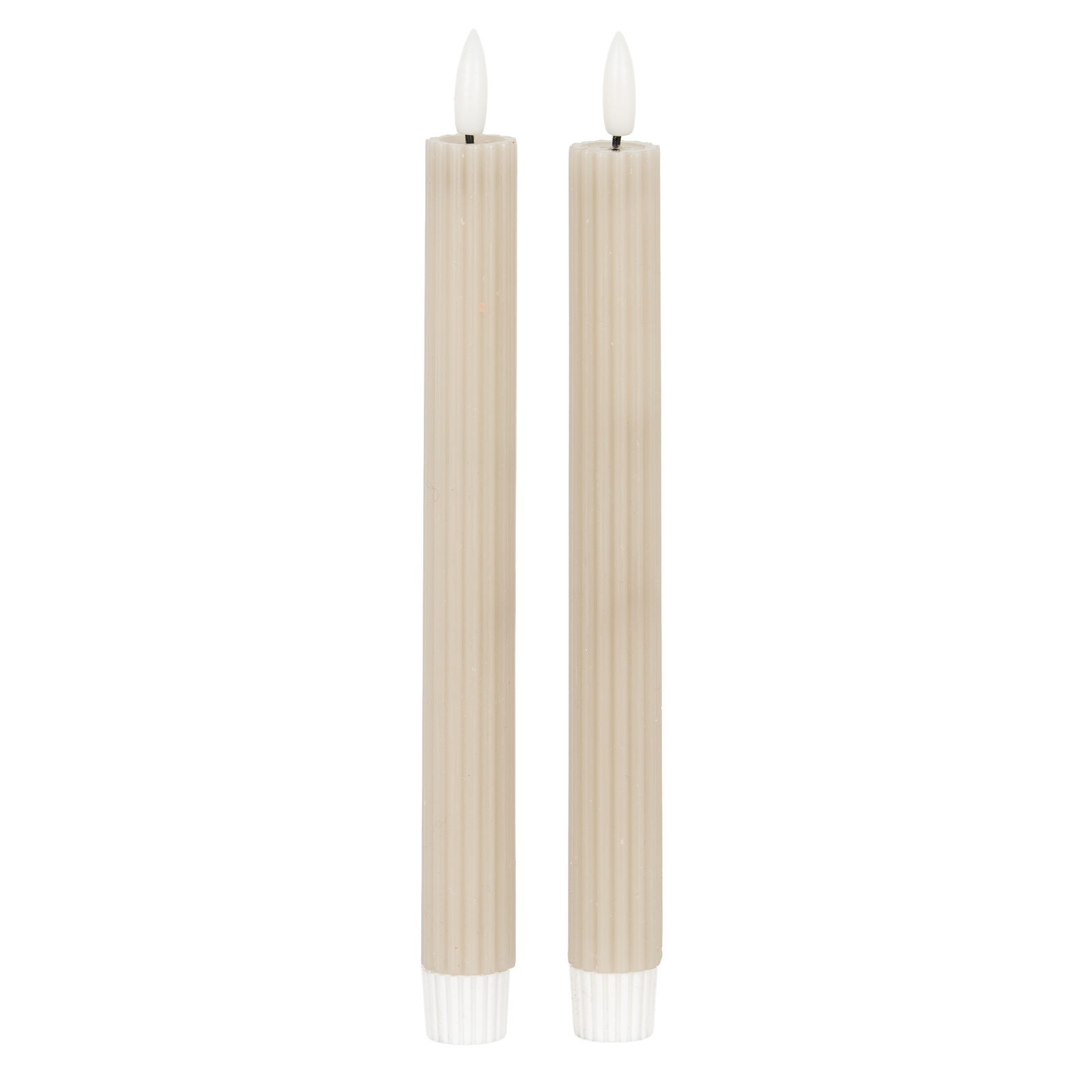 Luxe Collection Natural Glow Taupe Ribbed Taper Candles