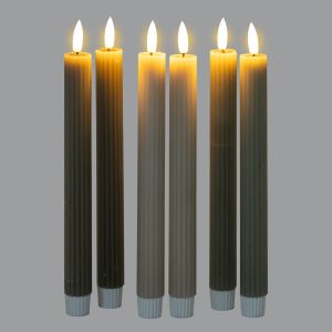 Luxe Collection Natural Glow Grey Ribbed Taper Candles