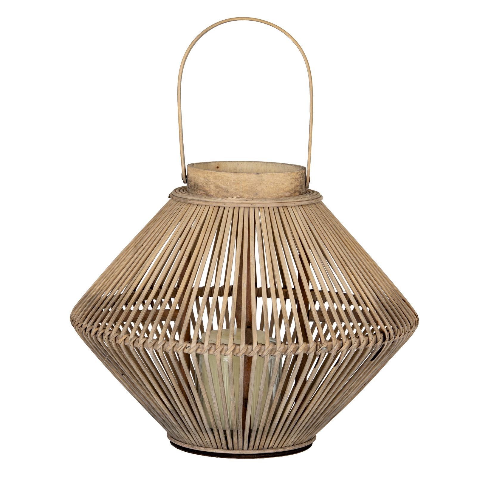 Cone Wicker Lantern With Glass Holder - Image 3