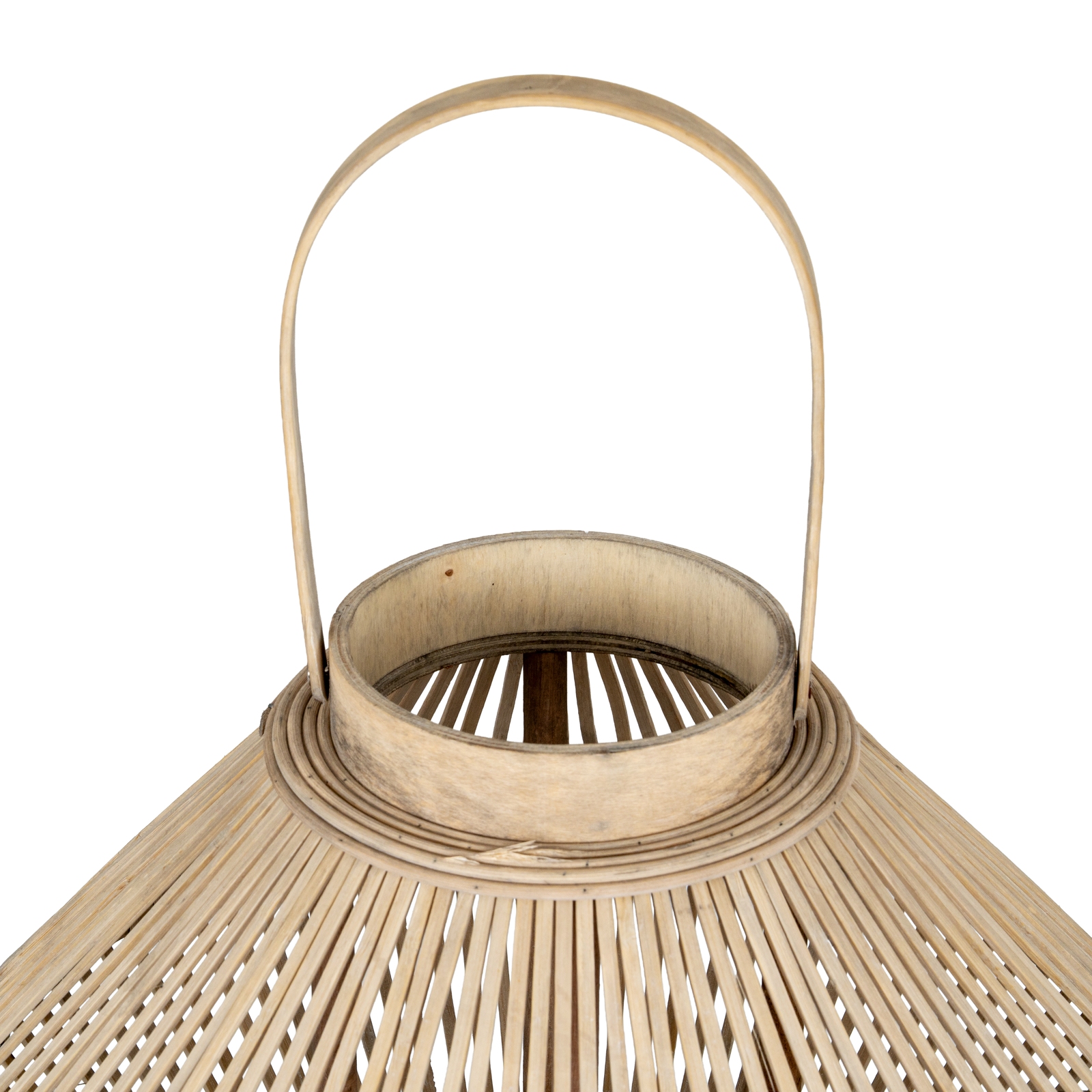 Cone Wicker Lantern With Glass Holder - Image 4