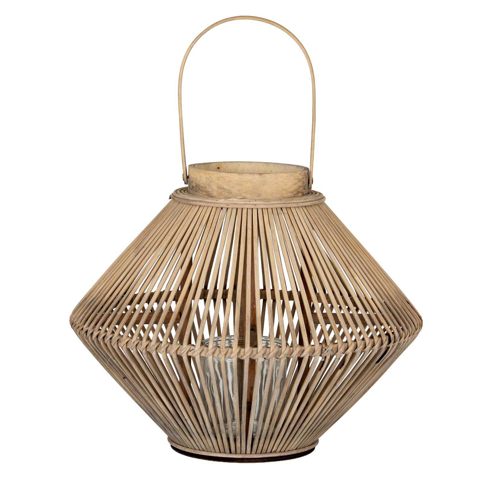 Cone Wicker Lantern With Glass Holder - Image 2