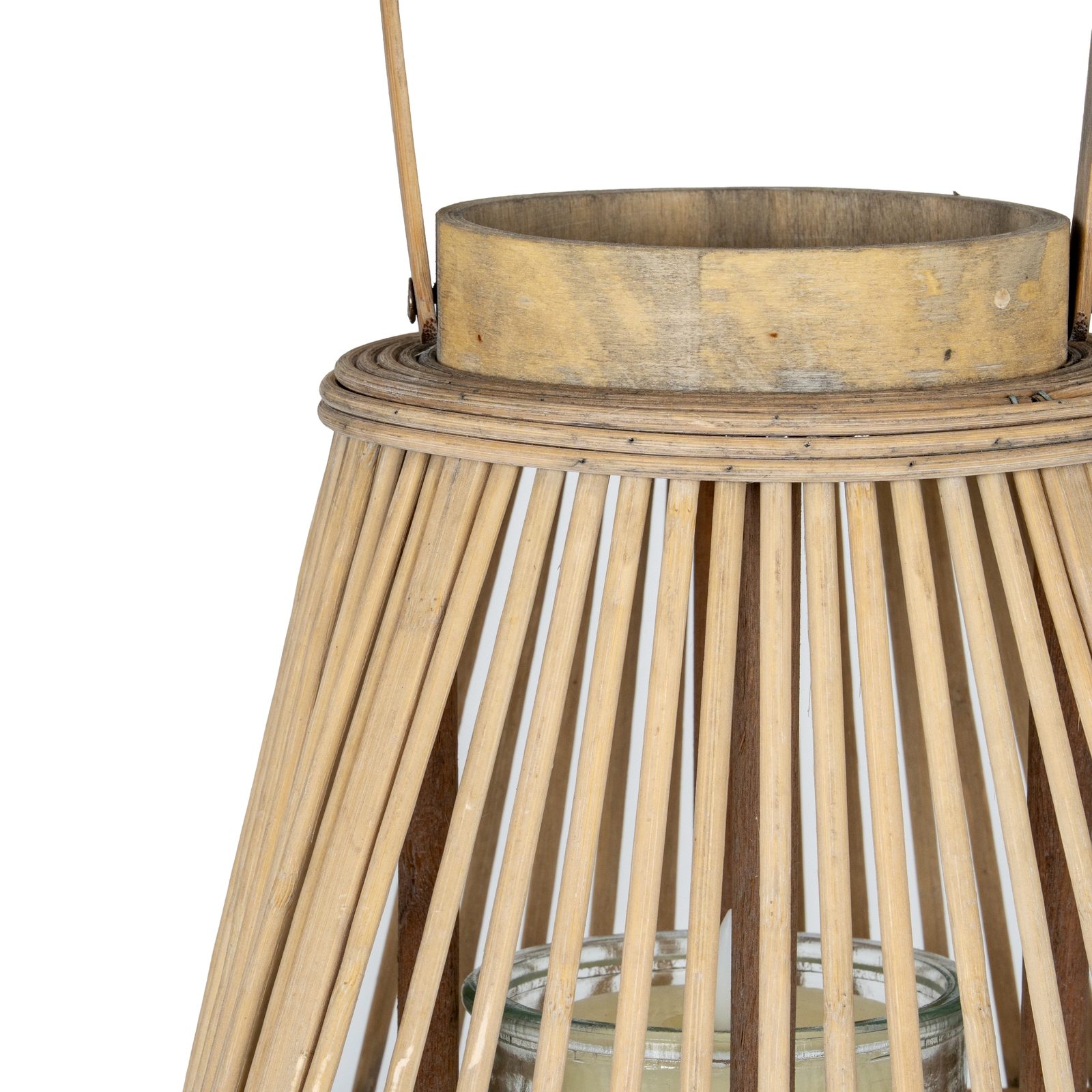 Large Peardrop Wicker Lantern With Glass Holder - Image 4