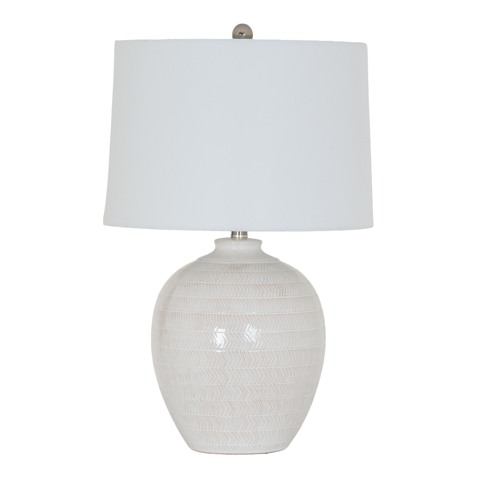 Chevronne Ceramic Table Lamp With Linen Shade - Image 2