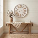 White Wash Clock With Wooden Numerals