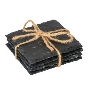 Set of Four Square Slate Coasters