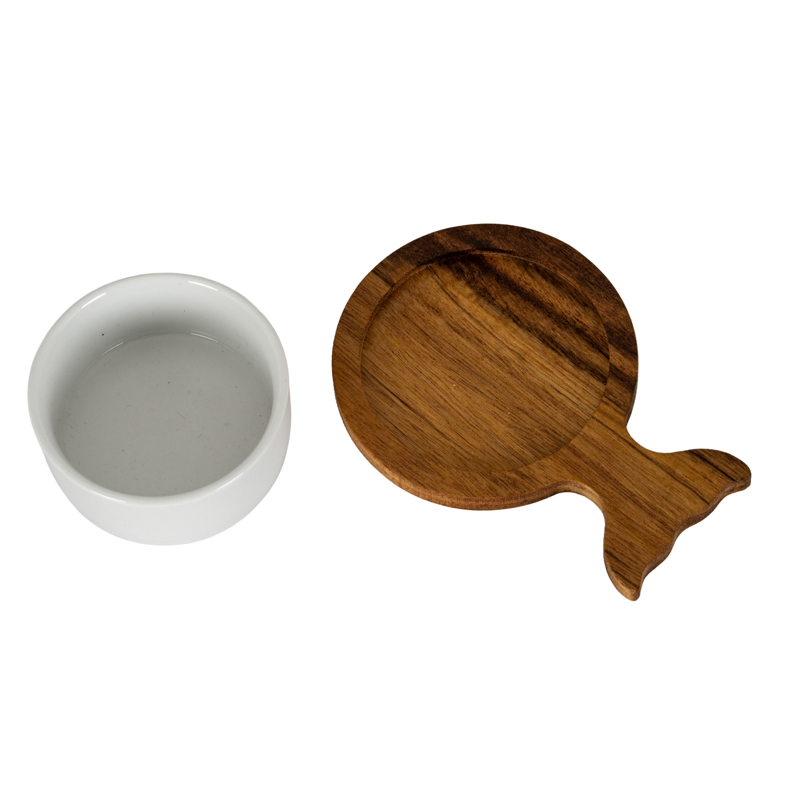 Set Of 4 Acacia Fishtail Serving Trays with Ceramic Bowls - Image 5