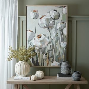 Poppy Heads Hand Painted Canvas in Frame