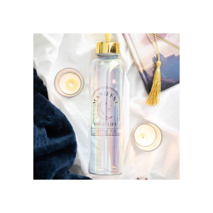 Manifest Your Life Iridescent Glass Water Bottle