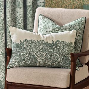 Morris & Co Marigold Cushion – Leaf Green, 40 x 60cm