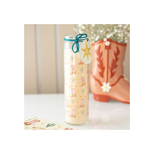 Howdy Cowboy Boot Print Floral Tube Candle